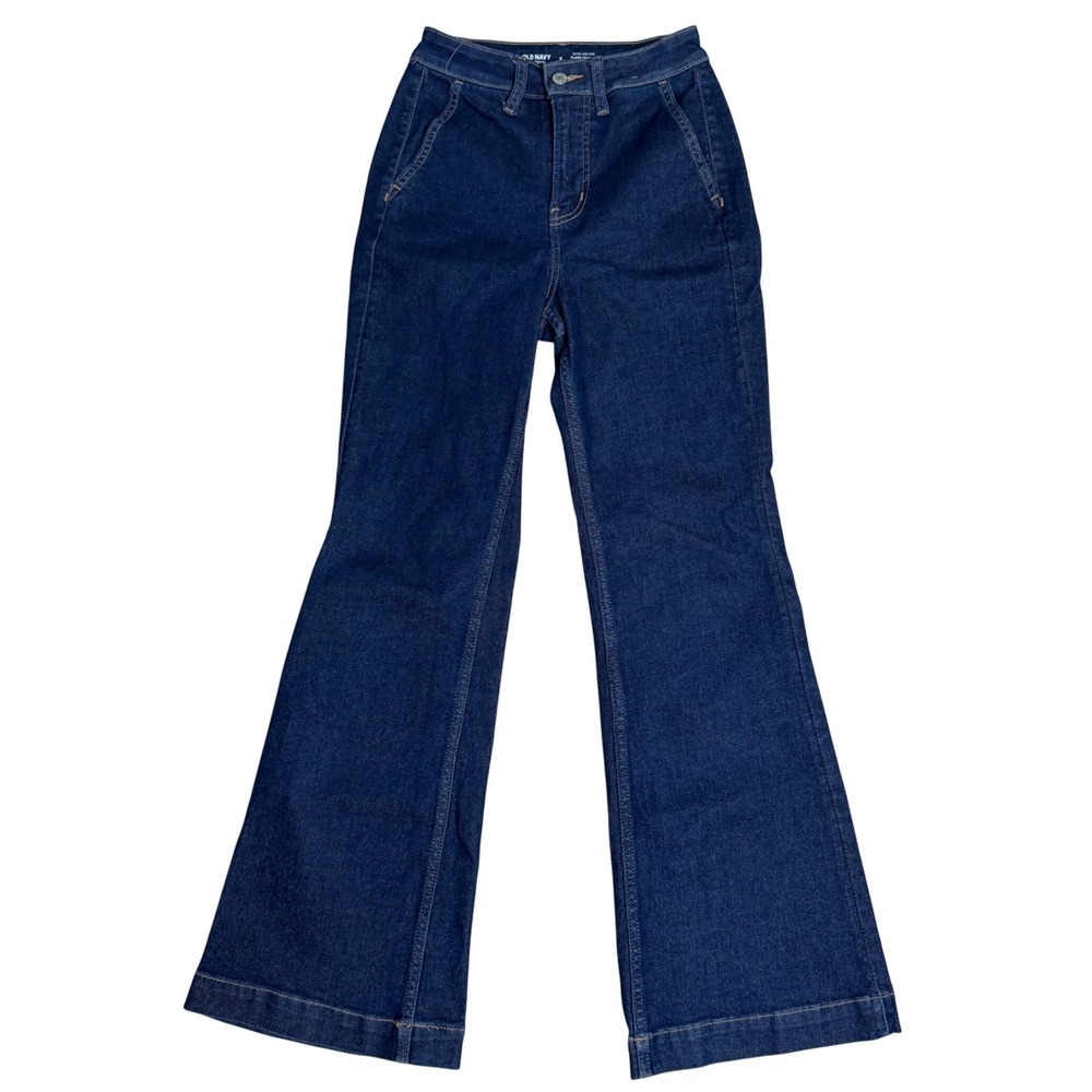 Old Navy Extra High-Rise Flare Trouser Jeans Dark Wash 360 Stretch Size 0